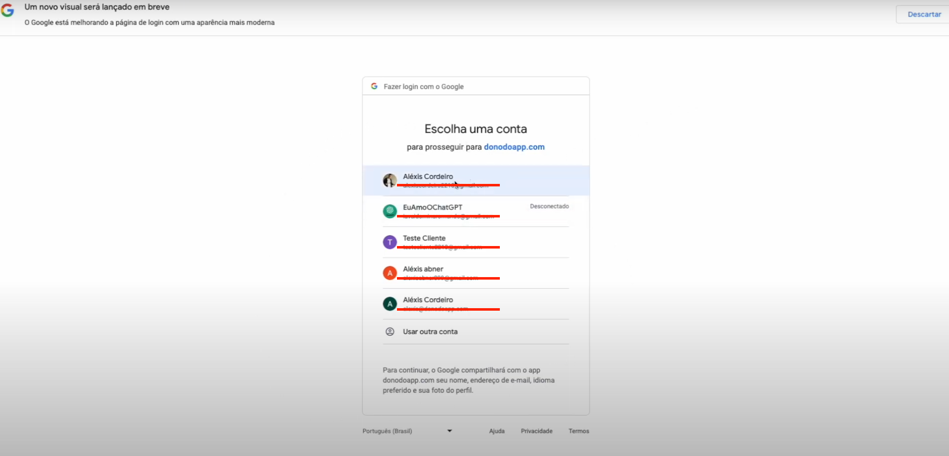 ESCOLHER CONTA GOOGLE ADS